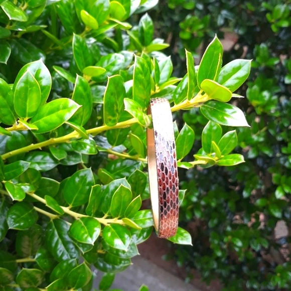Hand Painted Python Snakeskin/ Bangle Bracelet/ Handcrafted by J.Monique - Picture 8 of 12